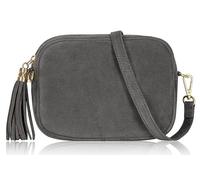 Handbag Bliss Camera Bag Suede Trendy Style Bag Italian Leather Crossbody Shoulder Handbag Small (Dark Grey)