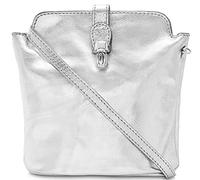 Handbag Bliss Crossover Cross Body Shoulder Bag Handbag in Soft Italian Leather Silver Coated Leather