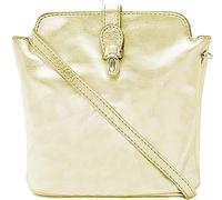 Handbag Bliss Italian Leather Crossover Cross Body Shoulder Bag Handbag in Soft Coated Leather Gold