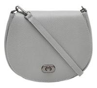 Handbag Bliss Small Italian Leather Saddle Cross Body Bag/Shoulder Bag Detachable Strap (Light Grey)