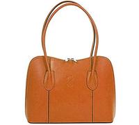Handbag Bliss Women Shoulder Bag Grab Bag Vera Pelle Italian Smooth Leather Classic Style Handbag Medium (Tan)