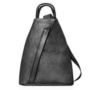 Handbag Bliss Womens Rucksack Backpack Shoulder Bag Top Handle 3 In 1 Convertible Thick Grained Italian Leather Medium (Black)