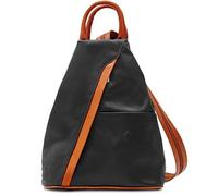 Handbag Bliss Womens Vera Pelle Super Soft Italian Leather Backpack Rucksack Convertible Shoulder Bag Medium Black and Light Tan