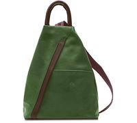 Handbag Bliss Womens Vera Pelle Super Soft Italian Leather Backpack Rucksack Convertible Shoulder Bag Medium (Green & Brown)