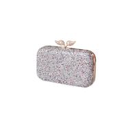 Handbag Bridal Wedding Purse Shoulder with Detachable Chain Elegant Pearl Evening for Women Sequin Clutch Beaded(Silver)