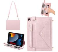 Handbag Case for iPad 9th/8th/7th Gen 10.2", iPad Air 3 2019/iPad Pro 10.5 Case, Techcircle Elegant Crossbody Folio Stand Wallet Case w/Pencil Holder, Card Slots, Hand Strap, Shoulder Strap, Baby Pink