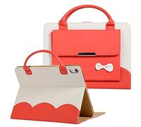 Handbag Case for iPad 9th 8th 7th Generation/Pro 10.5/Air3, Techcircle Cute Bowknot Flap Wallet Slim Folio Stand PU Leather Carrying Case with Pocket, Auto Wake/Sleep, Red