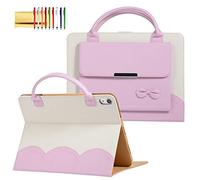Handbag Case for iPad mini 7 (2024) & iPad mini 6 (2021) 8.3-inch, Techcircle Cute Bowknot Pocket [Magnetic Closure] Wallet Folio Stand Double Handle PU Leather Carrying Case, Auto Sleep/Wake, Pink