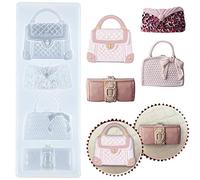 Handbag Clutch Bags and Purses Silicone Mold for Epoxy Resin Casting, Fondant Cake Decoration, Cupcake Topper, Polymer Clay Craft 4-Cavity 1 Piece
