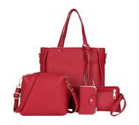 Handbag Collection with Tote, Crossbody Bag, | Four-Piece Organization, Adjustable Shoulder Carry, Two Tote Handles, Button-Fastening Card Holder, Zip-Fastened