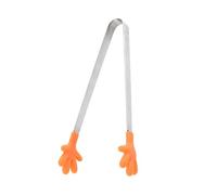 Handbag Essential Food Tong for Ice Cube Salad Stainless Steel Palm Shape Mini Tongs Compact Lightweight Kitchen Utensil Cubes Barbecue Orange