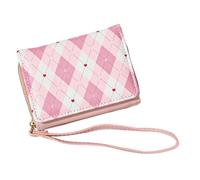 Handbag for | Short Bifold Plaid Wallet | This Handbag for Includes a Bill Compartment and a Zipped Coin Pocket for Dry Organization, pink, Se référer au descriptif, Refer to description