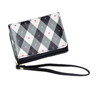 Handbag for | Short Bifold Plaid Wallet | This Handbag for Includes a Bill Compartment and a Zipped Coin Pocket for Dry Organization, Black, Se référer au descriptif, Refer to description