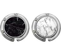 Handbag Hook, FOME Set of 2 Foldable Purse Hook Bag Hanger Holder Folding Purse Holder Handbag Holder for Purse Marble White Black