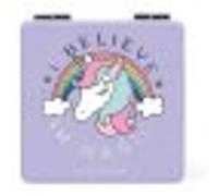 Legami - Mirror with Magnifying Mirror, without Distortion, Ideal for Handbag and Travel, 6 x 6 cm, Unicorn Theme