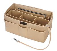 Handbag Organiser Insert, Betoores Felt Insert Bag Organiser Bag in Bag Organizer with Detachable Bag and Key Chains Perfect for Speedy Neverfull Tote,Beige - L