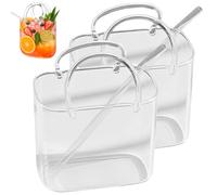 Handbag-Shaped Glasses, Unique Handbag-Shaped Cocktail Glasses, Decorative Aquarium vases with Straws, Perfect for Juice, Afternoon Tea, Flowers, and picnics.
