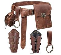 Handbag Steampunk Belt Bag with Phone Pouch, Medieval Leather Waist Bag for Renaissance Cosplay Costume, Adjustable Belt, Unisex Waist Packs(Brown)
