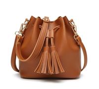 Handbag Tassel Shoulder Purse Retro Crossbody Wallet with Adjustable Straps Womens Mini Bucket Leather