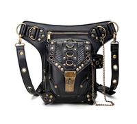 Handbag Vintage Steampunk Waist Bag, Gothic Motorcycle Leg Bag with Adjustable Shoulder Strap, Retro PU Leather Crossbody Pack Waist Packs