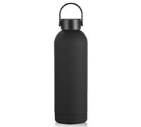 Handbag Water Bottle 350ml - Insulated Water Bottle with Handle Lid Travel Waterbottle Leak-Proof & Slim with Non-Slip Base 24H Cold 12H Hot BPA Free (Black)