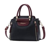 Handbag Women Bag Versatile PU Leather Crossbody Bag Single Shoulder Bag Large Work Bags for Women (Black, One Size)