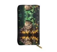 Handbags Cat in Witch Hat Printing Women's Wallets Retro Style Genuine Leather Wallets RFID Blocking Wallet Pouch for Daughter, Friend, Girlfriend