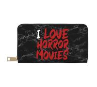Handbags I Love Horror Movies Women Card Case Card Case Leather Purse Cute Clutch Wallet for Mother, Daughter, Kids
