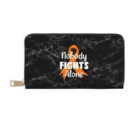 Handbags Nobody Fights Alone Kidney Cancer Awareness Women's Wallets Soft Genuine Leather Wallets Artistic Leather Purse for Teacher, Daughter, Kids
