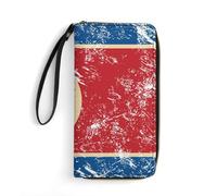 Handbags North Korea Retro Flag Women's Wallets Card Case Genuine Leather Wallets Vintage Leather Wallet for Evening Party, Girlfriend, Friend