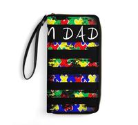 Handbags Proud Autism Dad Autism Awareness 1 Clutch Wallet Artistic Leather Purse Soft Genuine Leather Wallets for Women, Teens, Unisex
