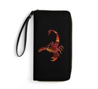 Handbags Red Scorpio Zodiac Sign Women's Wallets Card Case Genuine Leather Wallets Vintage Leather Wallet for Girls, Unisex, Daughter