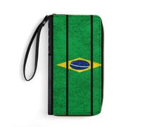 Handbags Vintage Brazil Brazilian and America Flag Leather Wallet Retro Style Women's Wallets RFID Blocking Leather Purse for Unisex, Teens, Mother
