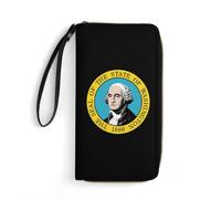 Handbags Washington State Wallet Pouch with Zipper Pocket Leather Purse Card Case Genuine Leather Wallets for Unisex, Evening Party, Kids