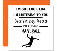 Handball Birthday Card for Men Women - In my Head - Happy Birthday Card for Friend Husband Nan Auntie, 145mm Bday Greeting Cards