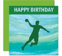 Handball Sport Birthday Cards - Boys in Sports - Happy Birthday Card for Boy Son Brother Grandson Nephew Uncle Cousin, 145mm Bday Greeting Cards