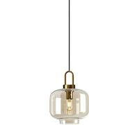 Handblown Glass Pendant Light Fixture - 3-Light ge Amber Industrial Ceiling Lamp for Kitchen Island Staircase Farmhouse Decor - Perfect for Dining Room and Home Lighting