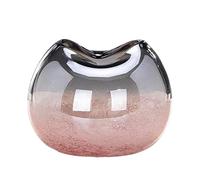 Handblown Glass Vase, Modern Art Pink Flower Vase for Home Decorative, Gradient Pink Bubble Glass Vase for Living Room Dining Tabletop Centerpiece Statement Office Decoration,small