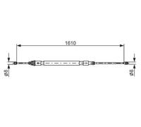 Handbrake cable 1 987 477 238 BOSCH for CITROËN PEUGEOT