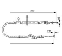 Handbrake cable 1 987 477 995 BOSCH for OPEL SUZUKI