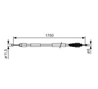 Handbrake cable 1 987 482 018 BOSCH for PORSCHE VW