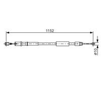 Handbrake cable 1 987 482 025 BOSCH for MERCEDES-BENZ VITO / MIXTO Van VITO Bus