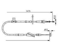 Handbrake cable 1 987 482 211 BOSCH for SUZUKI ALTO VI