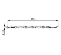 Handbrake cable 1 987 482 376 BOSCH for VW TRANSPORTER / CARAVELLE Mk V Bus