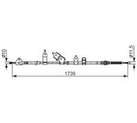 Handbrake cable 1 987 482 566 BOSCH for TOYOTA SUBARU