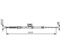 Handbrake cable 1 987 482 644 BOSCH for SEAT VW