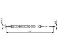 Handbrake cable 1 987 482 889 BOSCH for RENAULT KANGOO Express