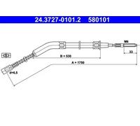CABLE, PARKING BRAKE FOR VW BEETLE BEETLE, BEETLE ATE 24.3727-0101.2
