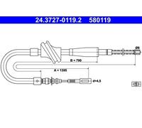 CABLE PULL PARKING BRAKE 24.3727-0119.2 FOR AUDI 100/5000 4B/PH/DS/JW/NP 1.8L