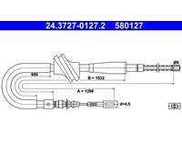 Handbrake cable 24.3727-0127.2 ATE for AUDI 80 B3 Saloon 90 B3